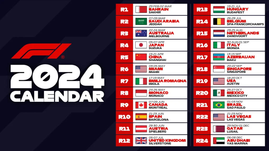Biglietti Automobilismo Formula 1 Calendario 2024